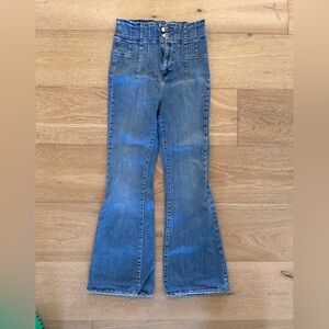 Free People We The Free High Waist Jayde Flare Blue Jeans